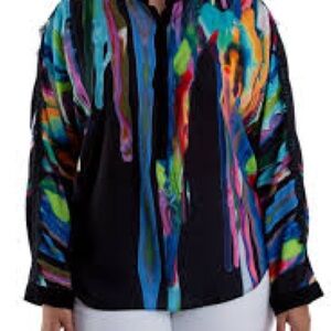 Alberto Malaki Colorful Abstract Print Blouse